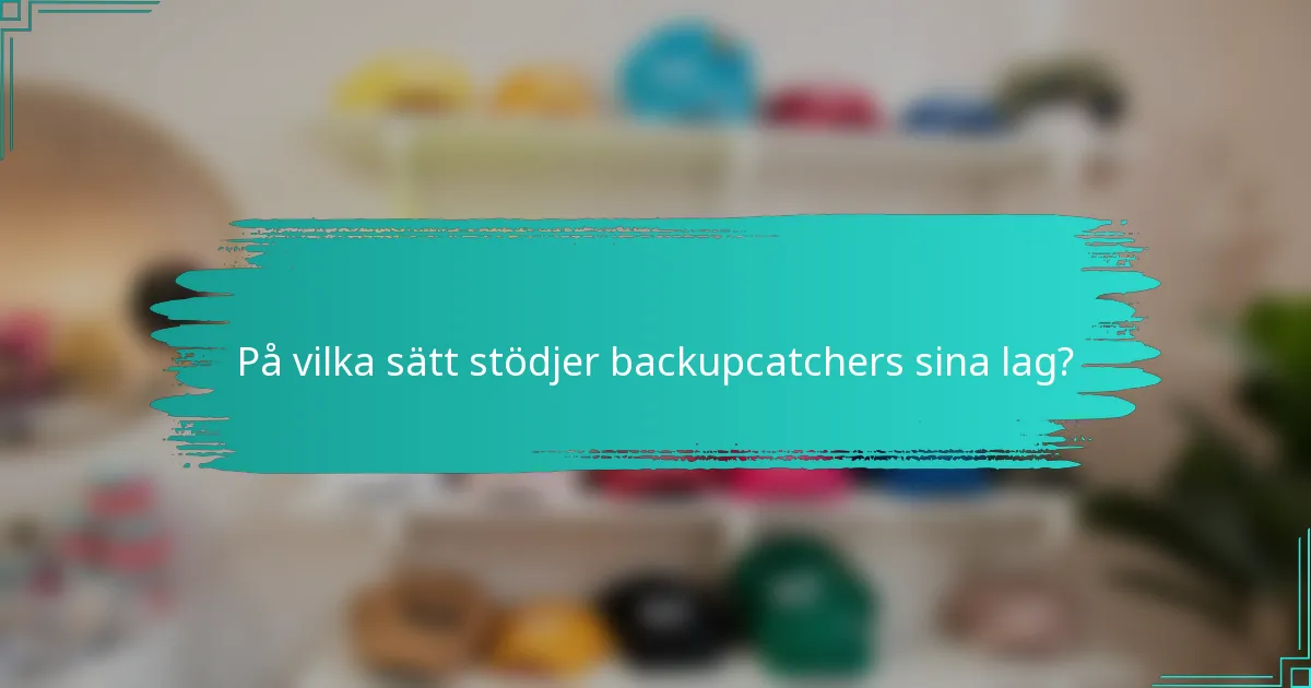 På vilka sätt stödjer backupcatchers sina lag?