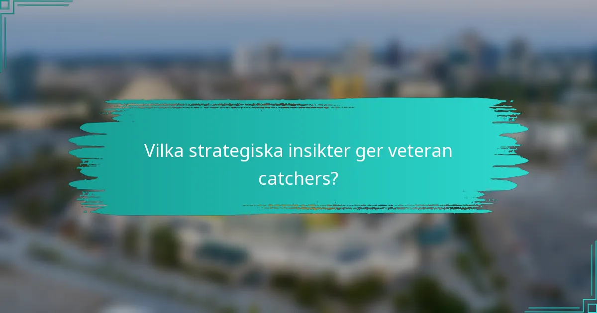 Vilka strategiska insikter ger veteran catchers?
